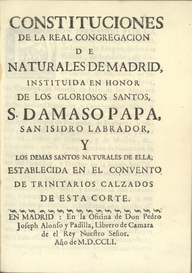 Portada de las Constituciones (Sig.: I/E/61)